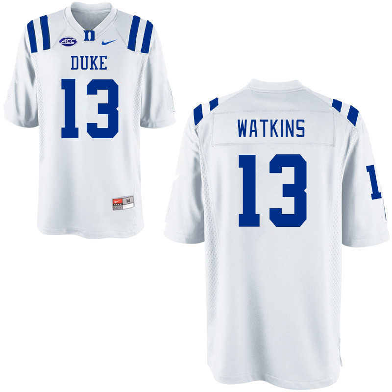 Duke Blue Devils #13 Jaden Watkins College Football Jerseys Stitched-White